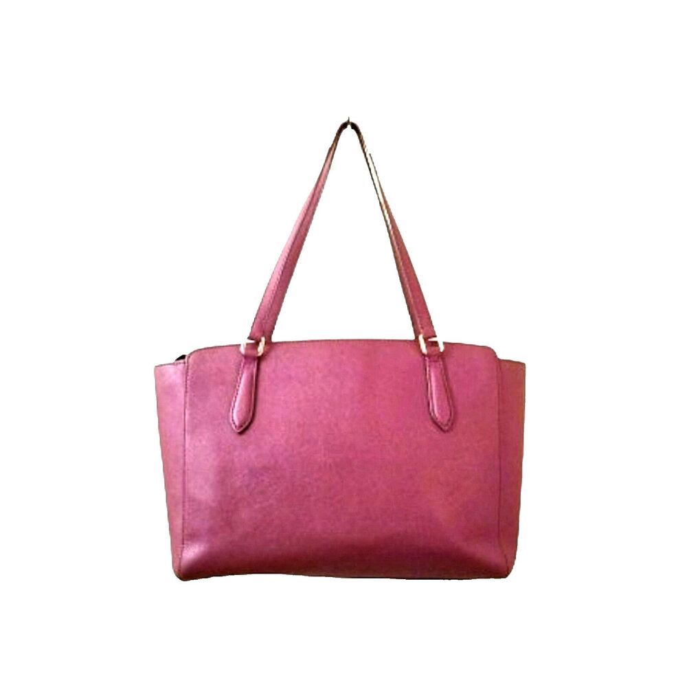 TORY BURCH Maroon Emerson Bag Saffiano Leather Top Zipper Handle Satchel Dk Red - Picture 8 of 15